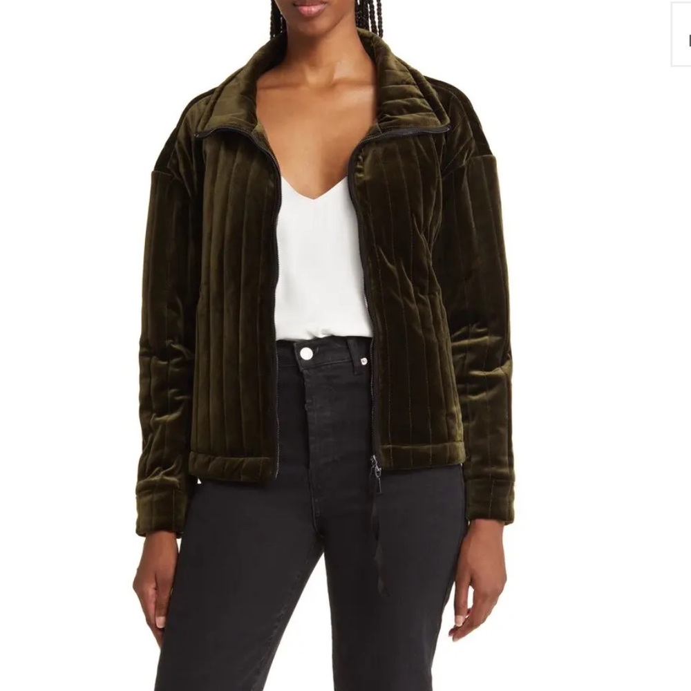 Lysse Shea Quilted Green Velvet Jacket - Picture 1 of 13